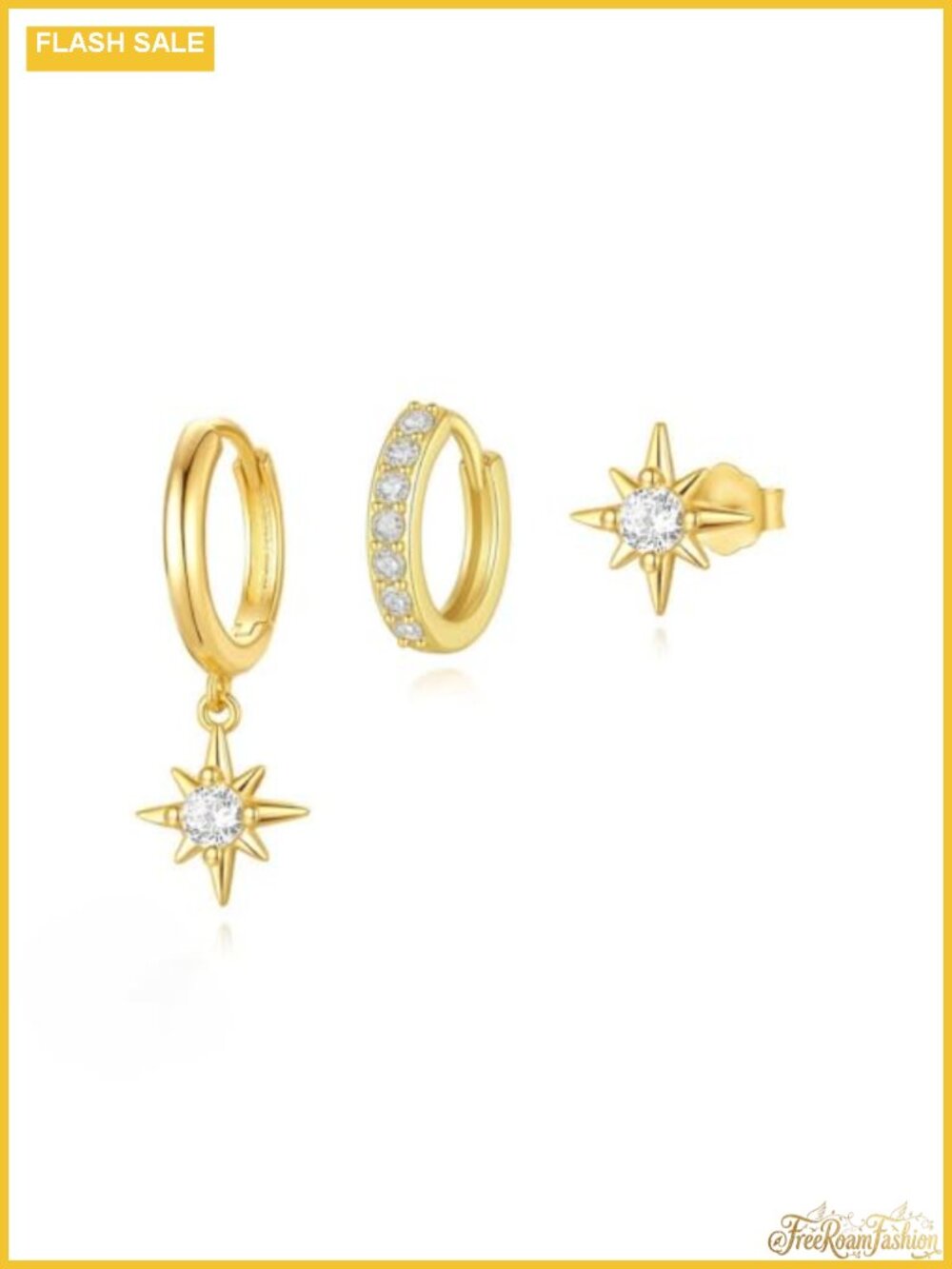 Gold-Plated Hypoallergenic Stud Hoops Huggie Earring Set